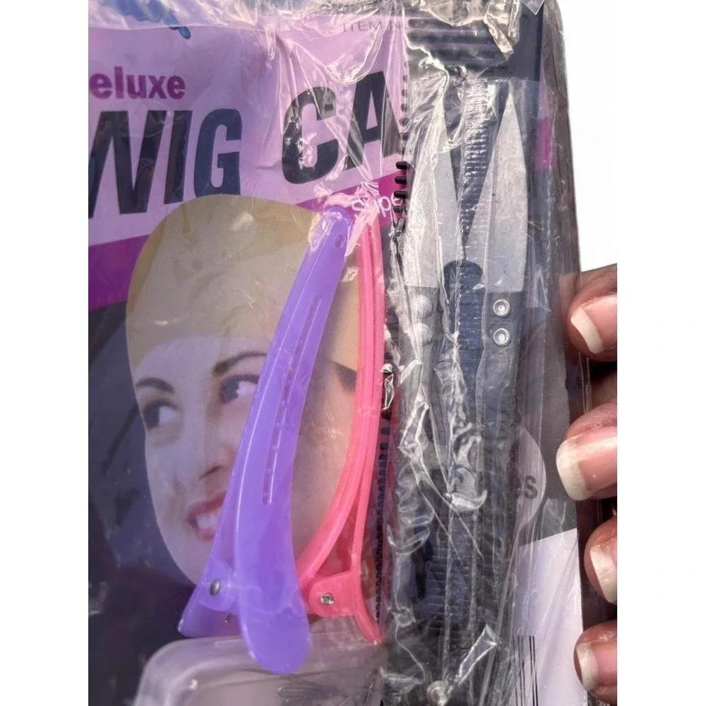 Deluxe Wig Cap Kit 2 Pack Nylon Stocking Caps Hair Clips Pins Comb Beige New